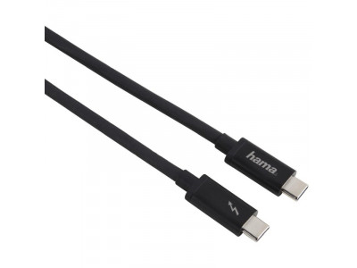Кабел Hama USB-C Thunderbolt 3 40 bps 5A 100W Ultra-HD 5K 0.5м Черен 135708